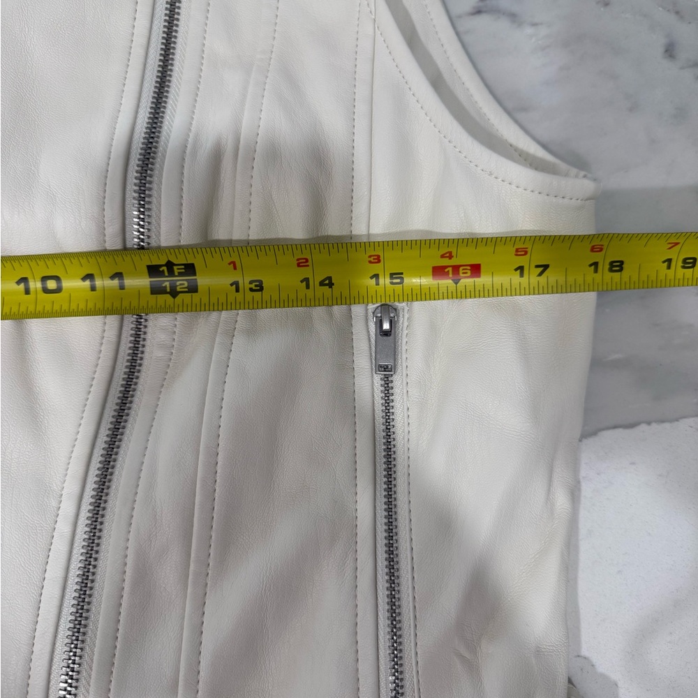 Anthropologie White Faux Leather Moto Vest – Size Small - Picture 8 of 8